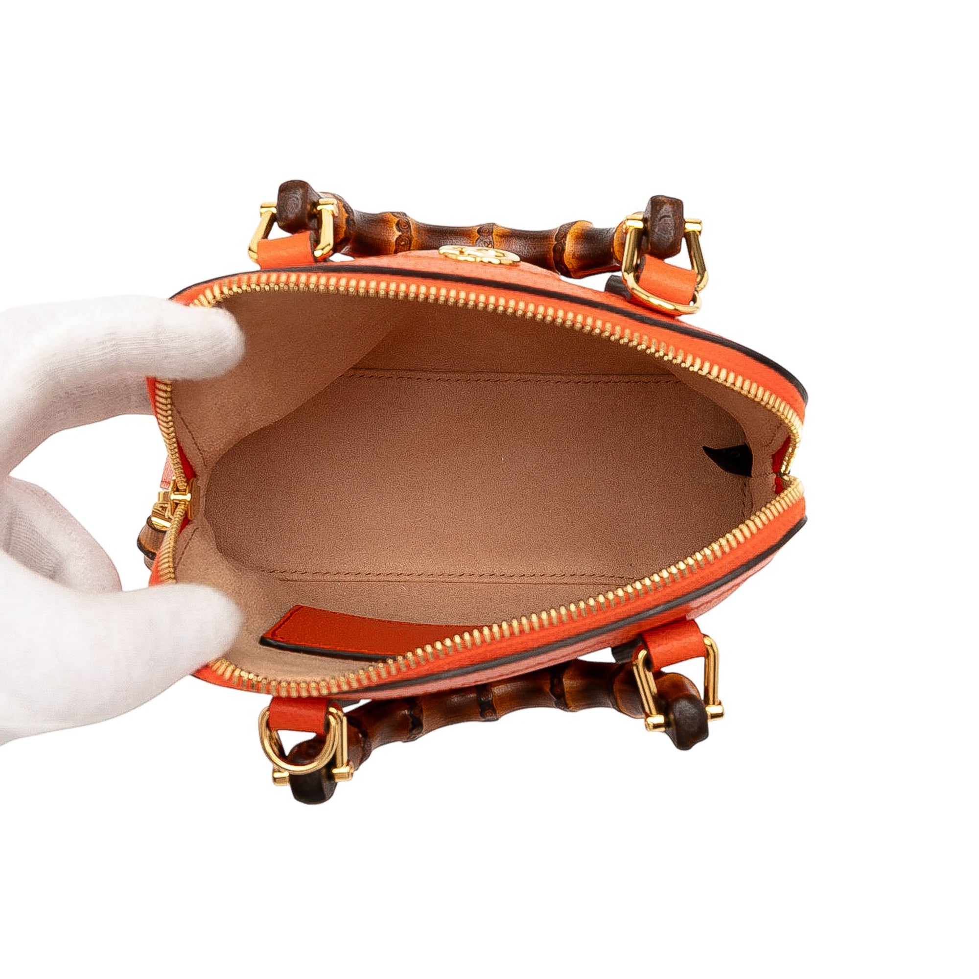Mini Dollar Calfskin Bamboo Diana Dome Satchel - Image 4
