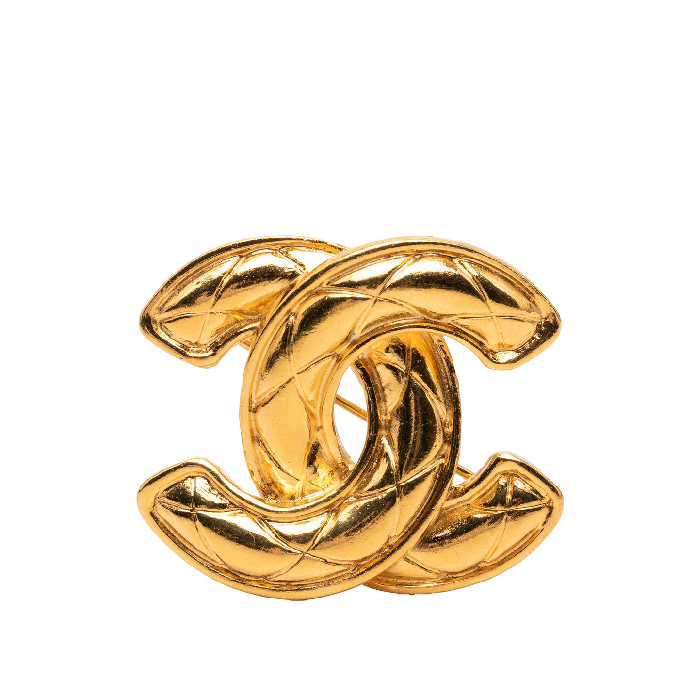 CC Quilted Gold Plated Pin Brooch - Image 1