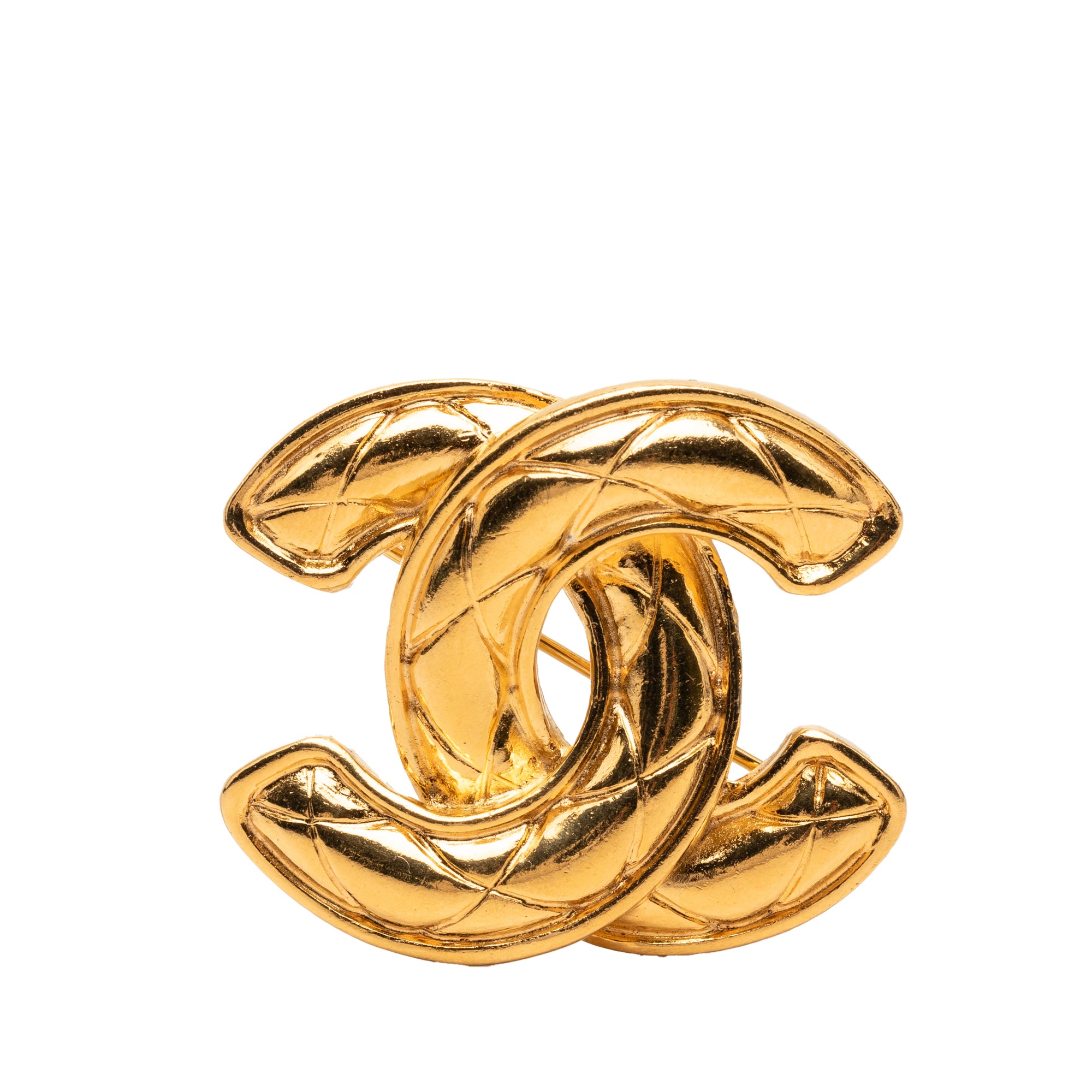 CC Quilted Gold Plated Pin Brooch - Image 1