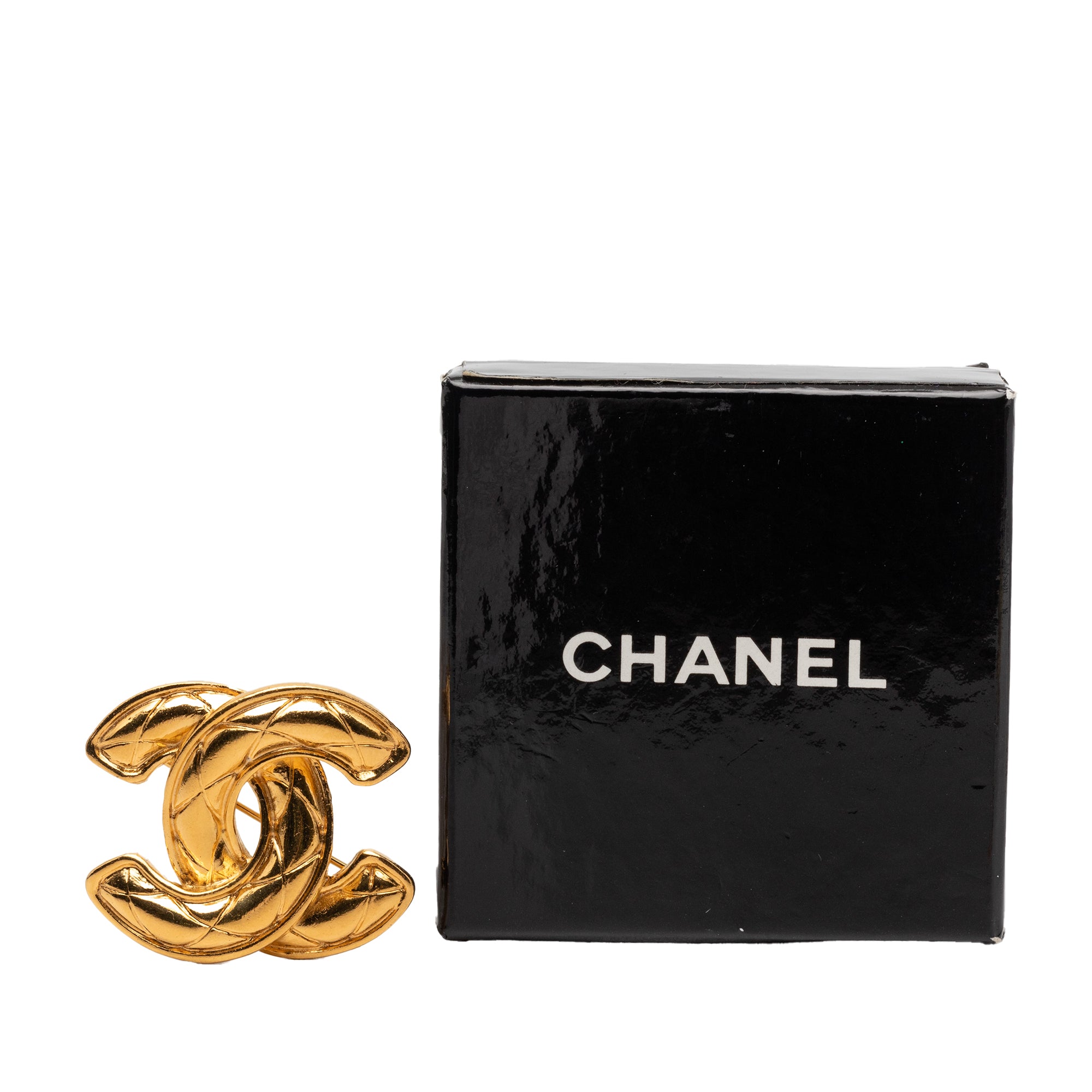 CC Quilted Gold Plated Pin Brooch - Image 4