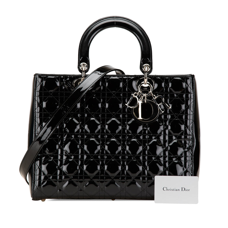 Large Patent Cannage Lady Dior - Image 12