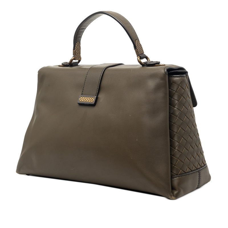 Medium Intrecciato Trimmed Nappa Piazza Satchel - Image 2