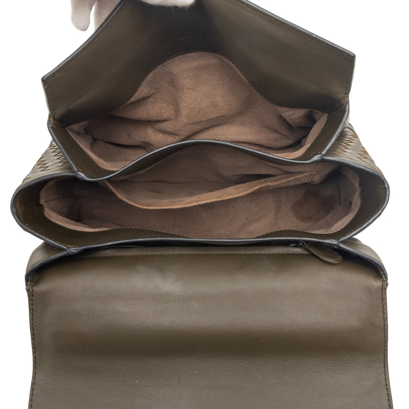 Medium Intrecciato Trimmed Nappa Piazza Satchel - Image 4