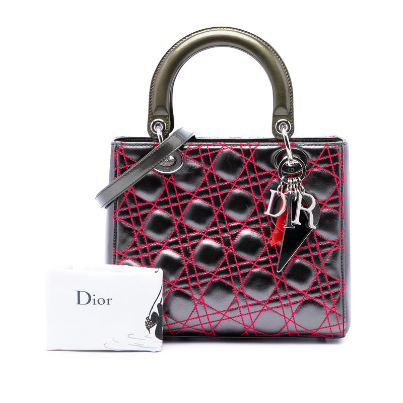 Anselm Reyle Medium Metallic Lambskin Cannage Lady Dior - Image 7