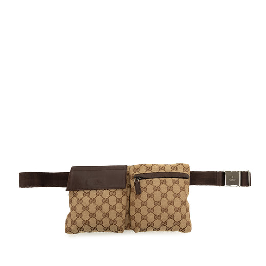 GG Canvas Double Pocket Belt Bag - Image 1