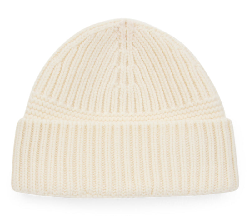 Miu Miu 5hc539 Logo-Embroidered Ribbed Knit Beanie — White Virgin Wool Beanies