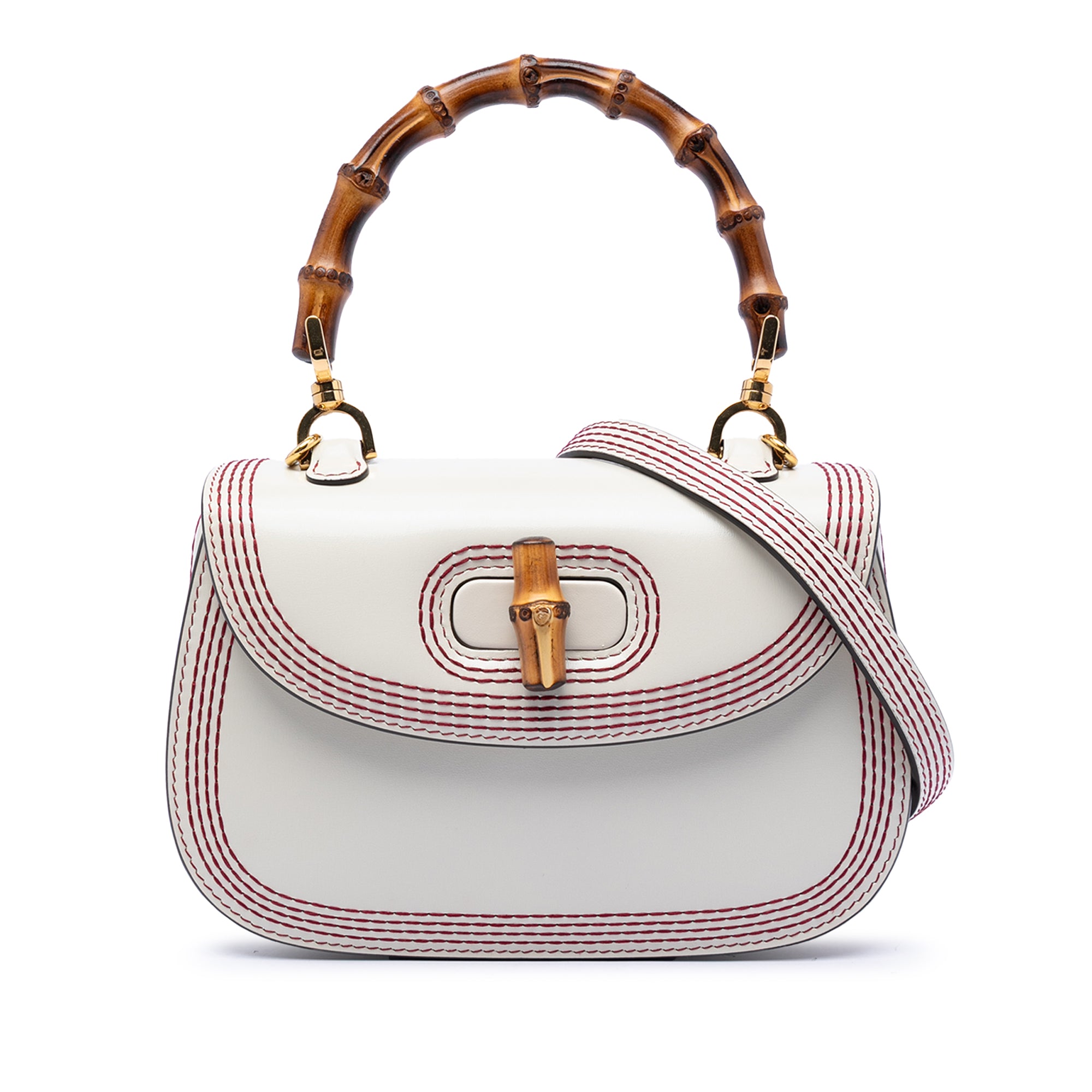 Small Calfskin Stitched Bamboo 1947 Top Handle Bag - Image 1