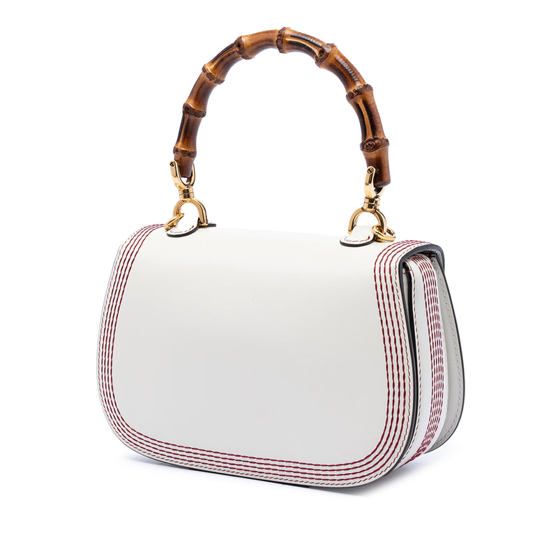 Small Calfskin Stitched Bamboo 1947 Top Handle Bag - Image 2