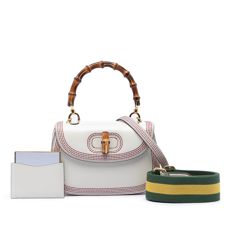 Small Calfskin Stitched Bamboo 1947 Top Handle Bag - Image 7
