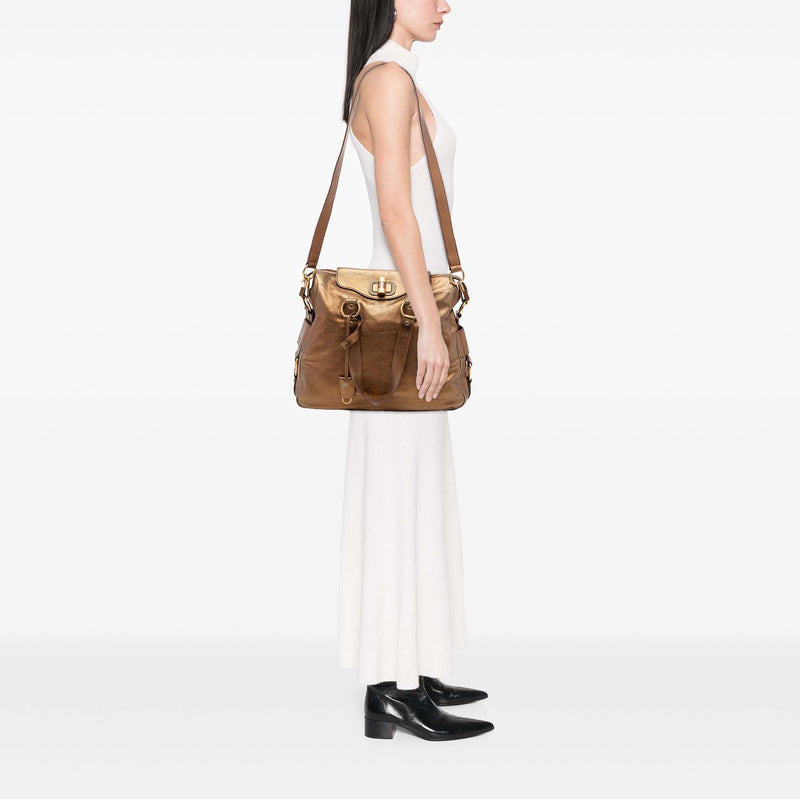 Metallic Calfskin Muse Satchel - Image 7