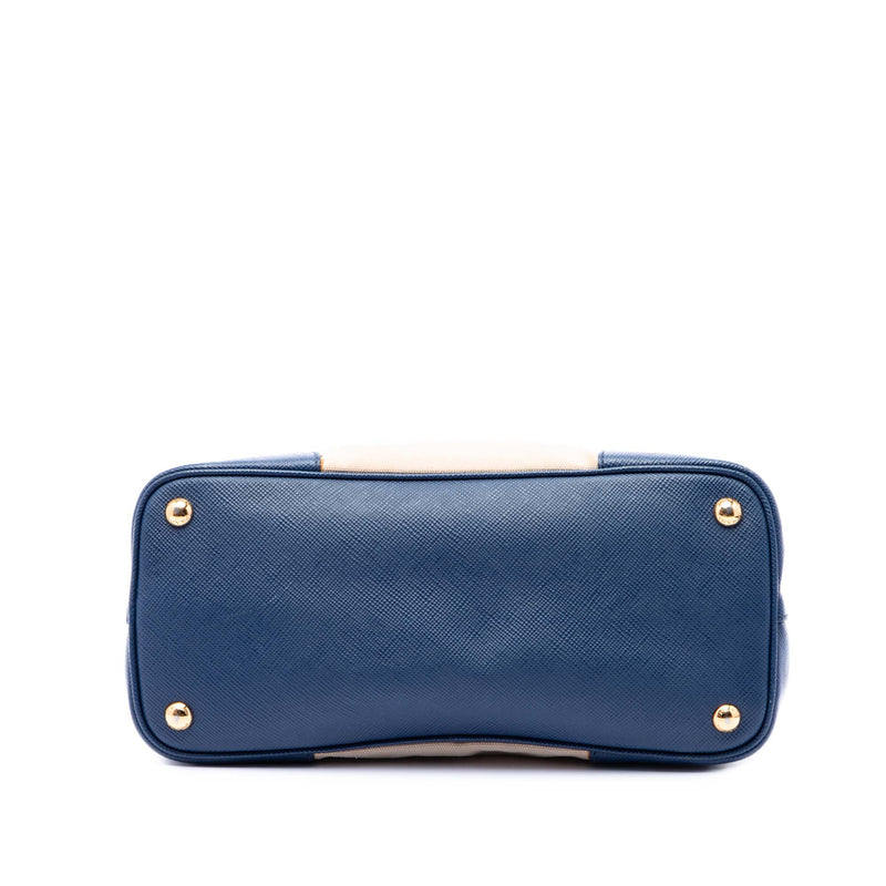 Small Saffiano Cuir Trimmed Canvas Double Satchel - Image 3