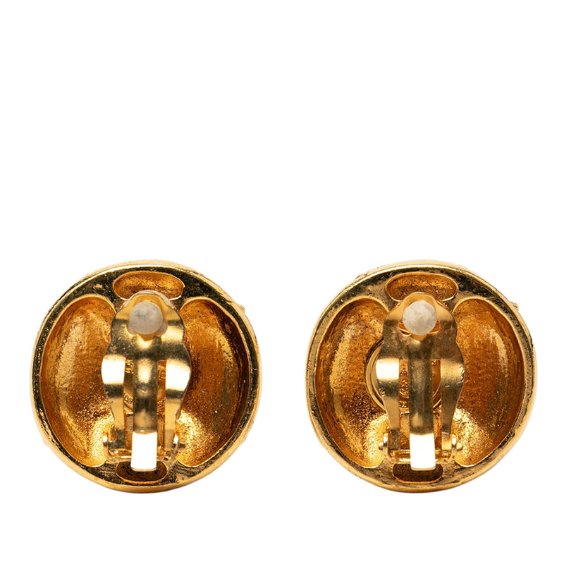 CC Gold Plated Strass Round Clip On Earrings - Image 2