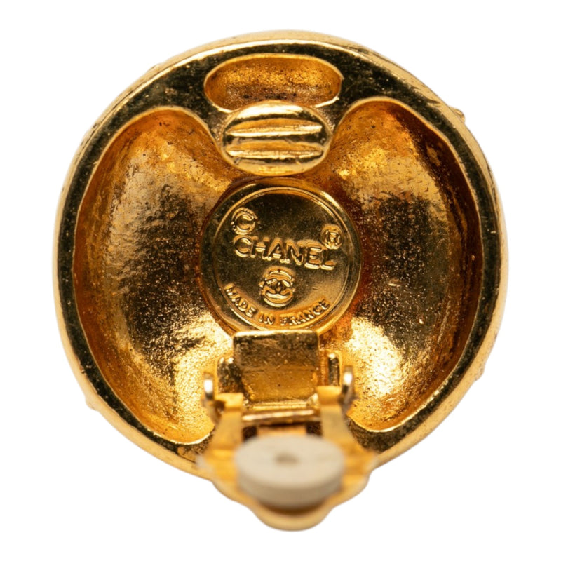 CC Gold Plated Strass Round Clip On Earrings - Image 3
