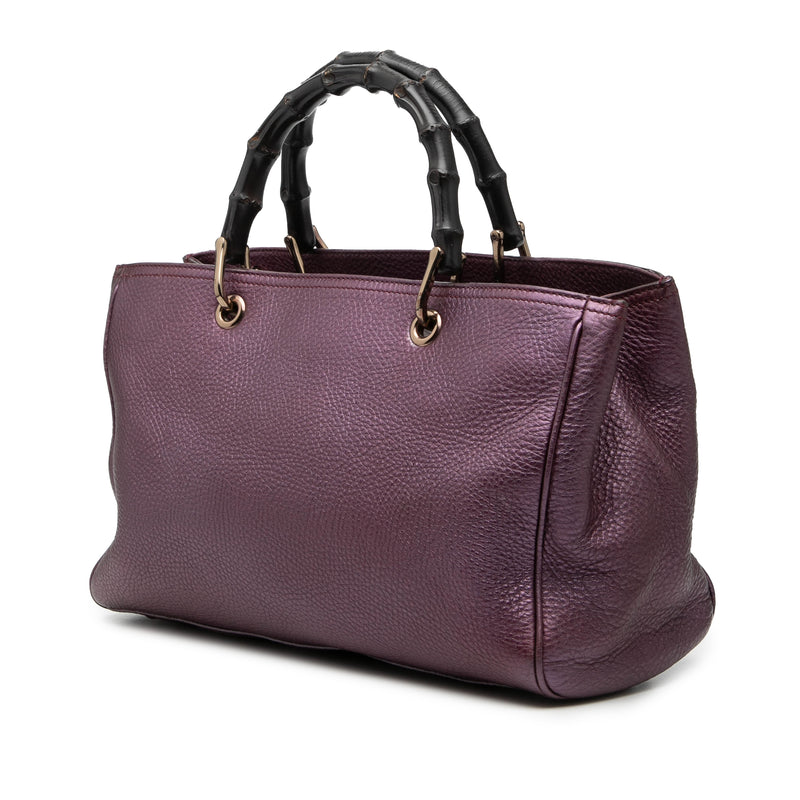 Medium Calfskin Bamboo Shopper Satchel - Image 2