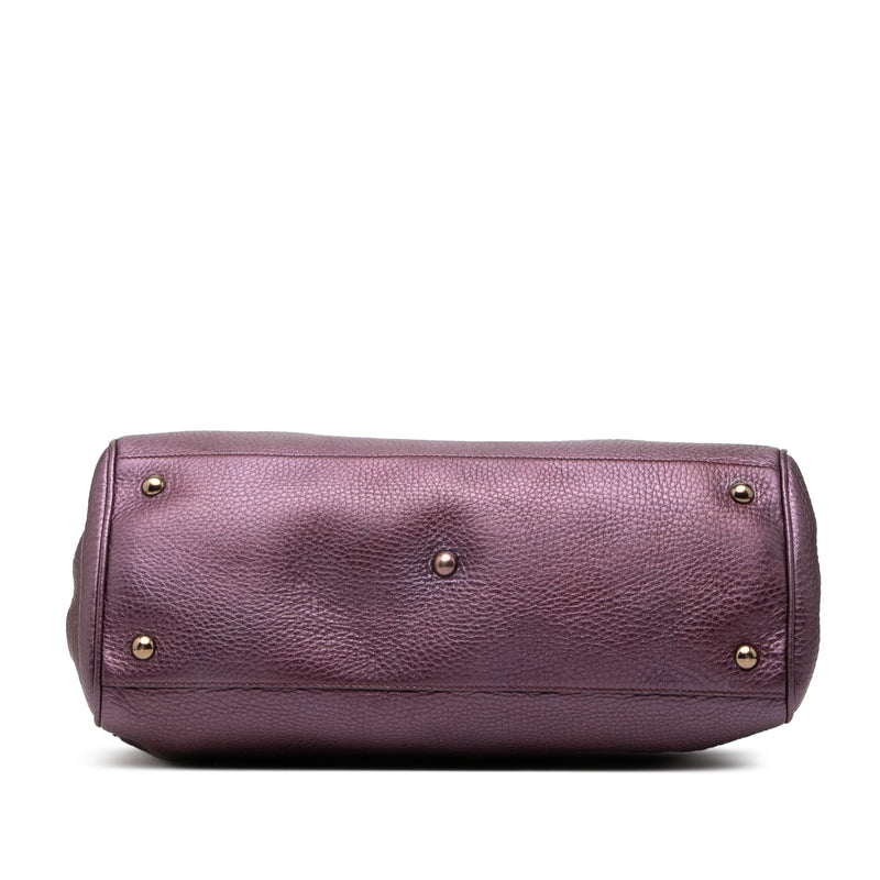 Medium Calfskin Bamboo Shopper Satchel - Image 3