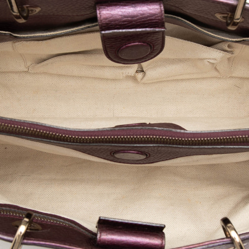 Medium Calfskin Bamboo Shopper Satchel - Image 4