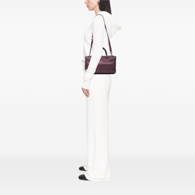 Medium Calfskin Bamboo Shopper Satchel - Image 7