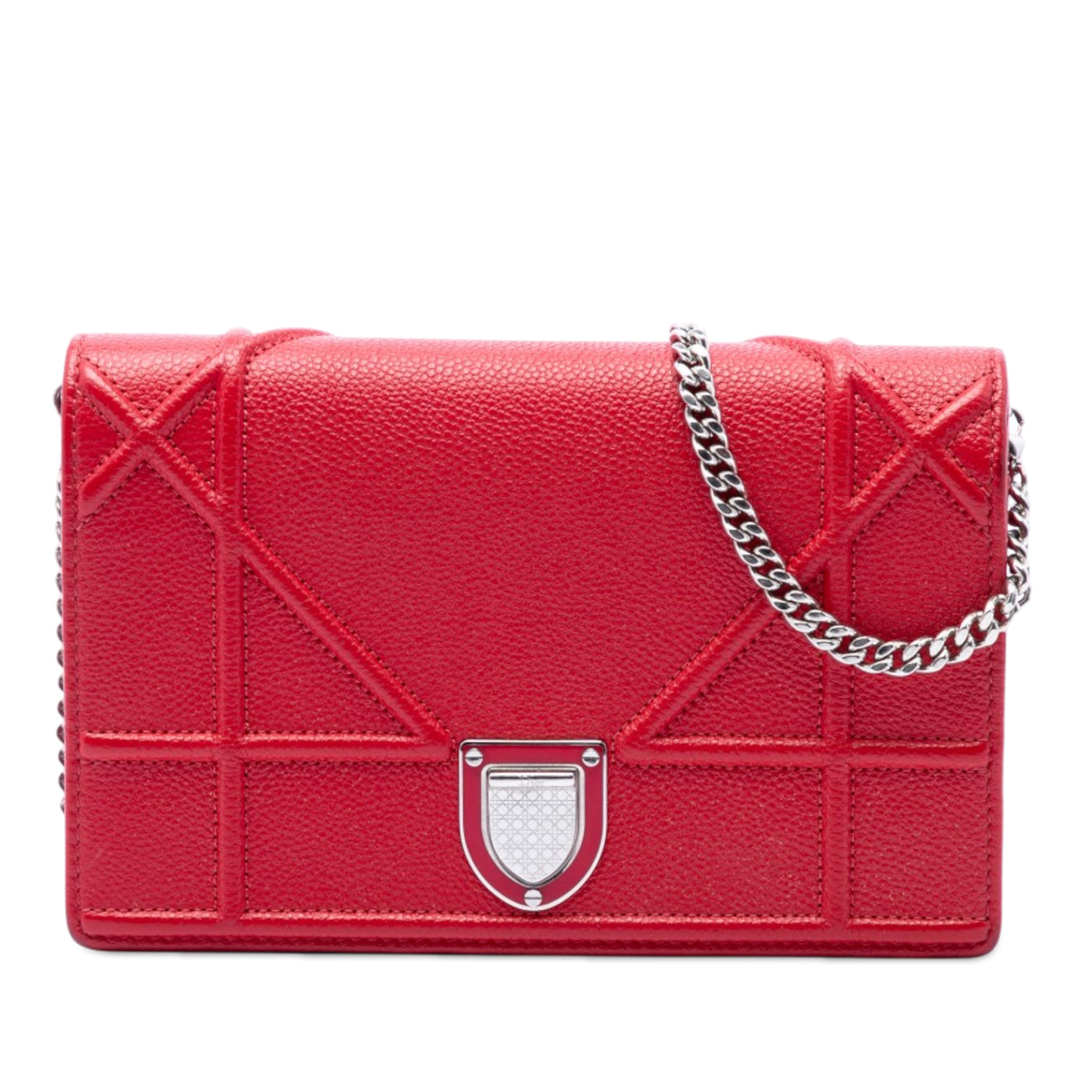 Grained Calfskin Diorama Wallet on Chain - Image 1