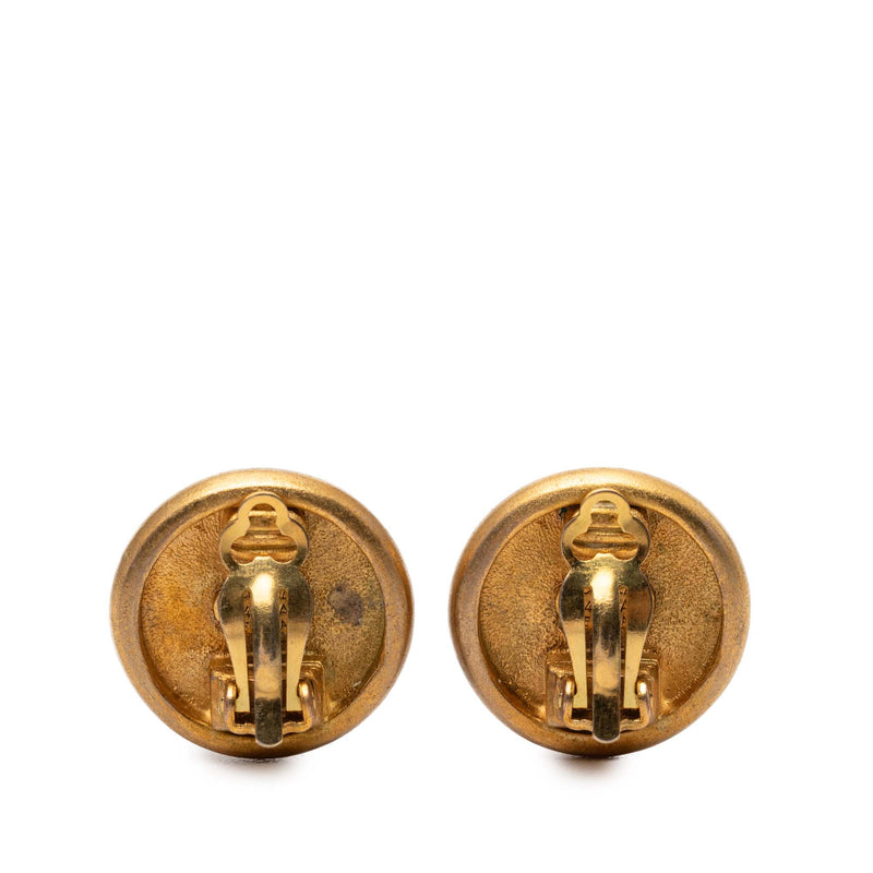 Gold Plated Round Button Clip On Earrings - Image 2