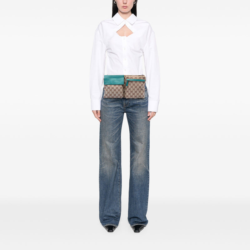 GG Canvas Web Double Pocket Belt Bag - Image 6