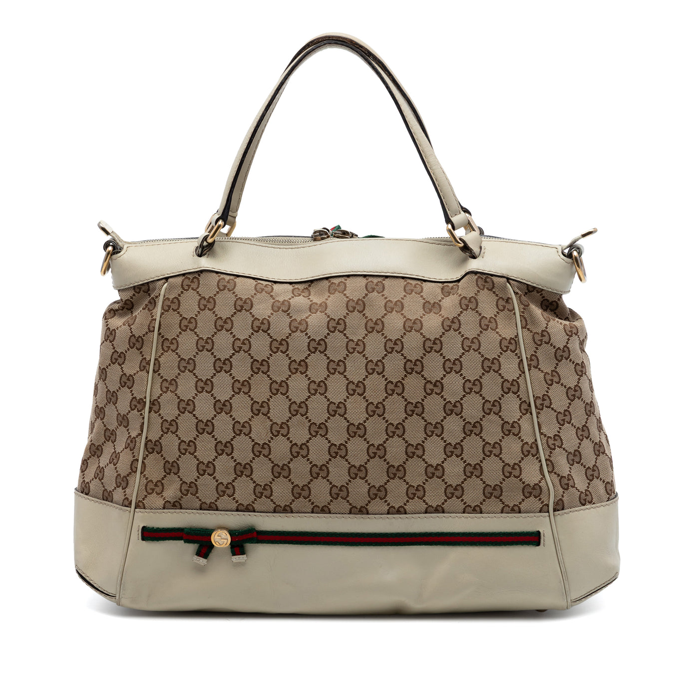 GG Canvas Web Mayfair Satchel - Image 1