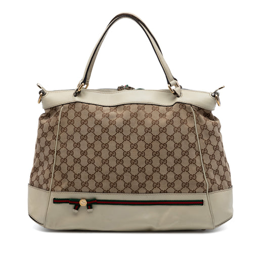 GG Canvas Web Mayfair Satchel - Image 1