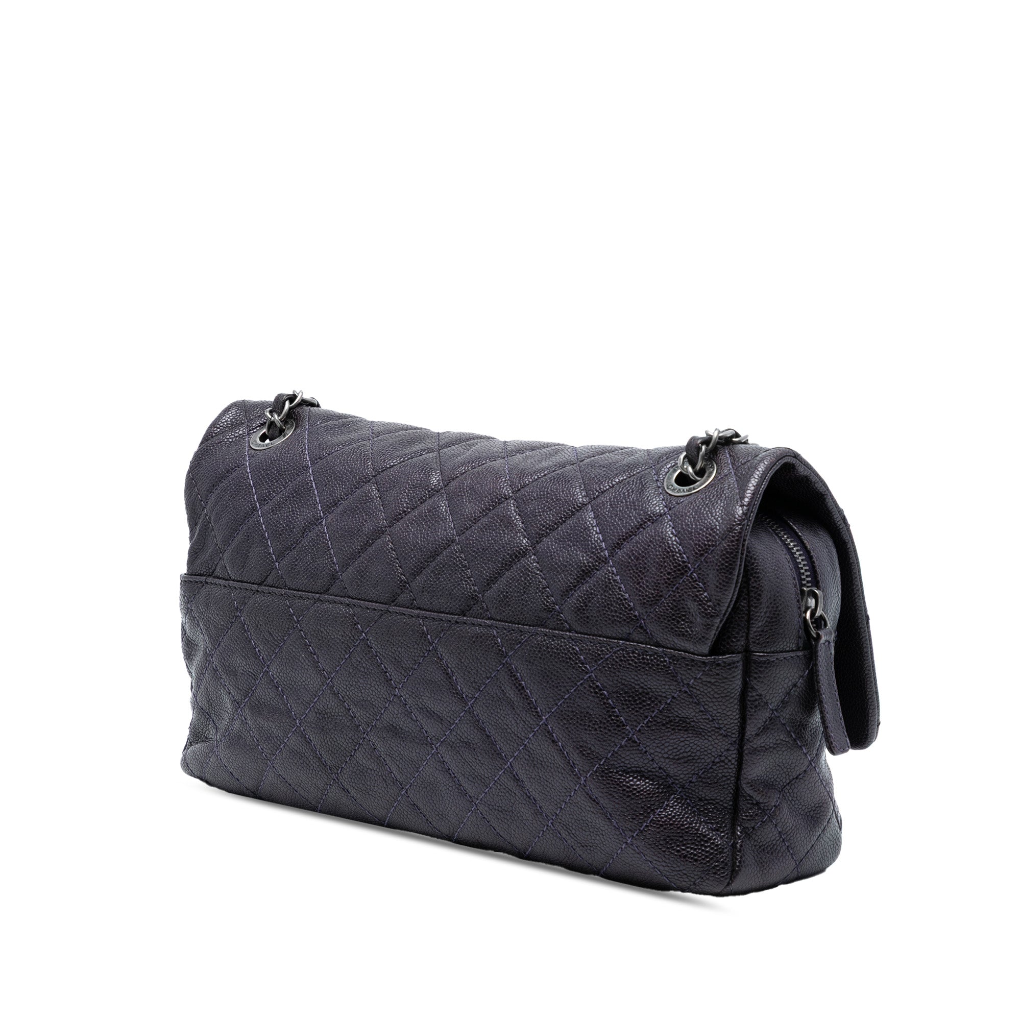 Jumbo Quilted Iridescent Caviar Easy Flap - Image 2