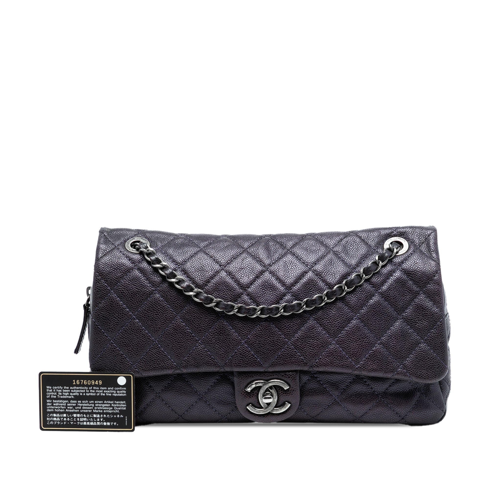 Jumbo Quilted Iridescent Caviar Easy Flap - Image 8