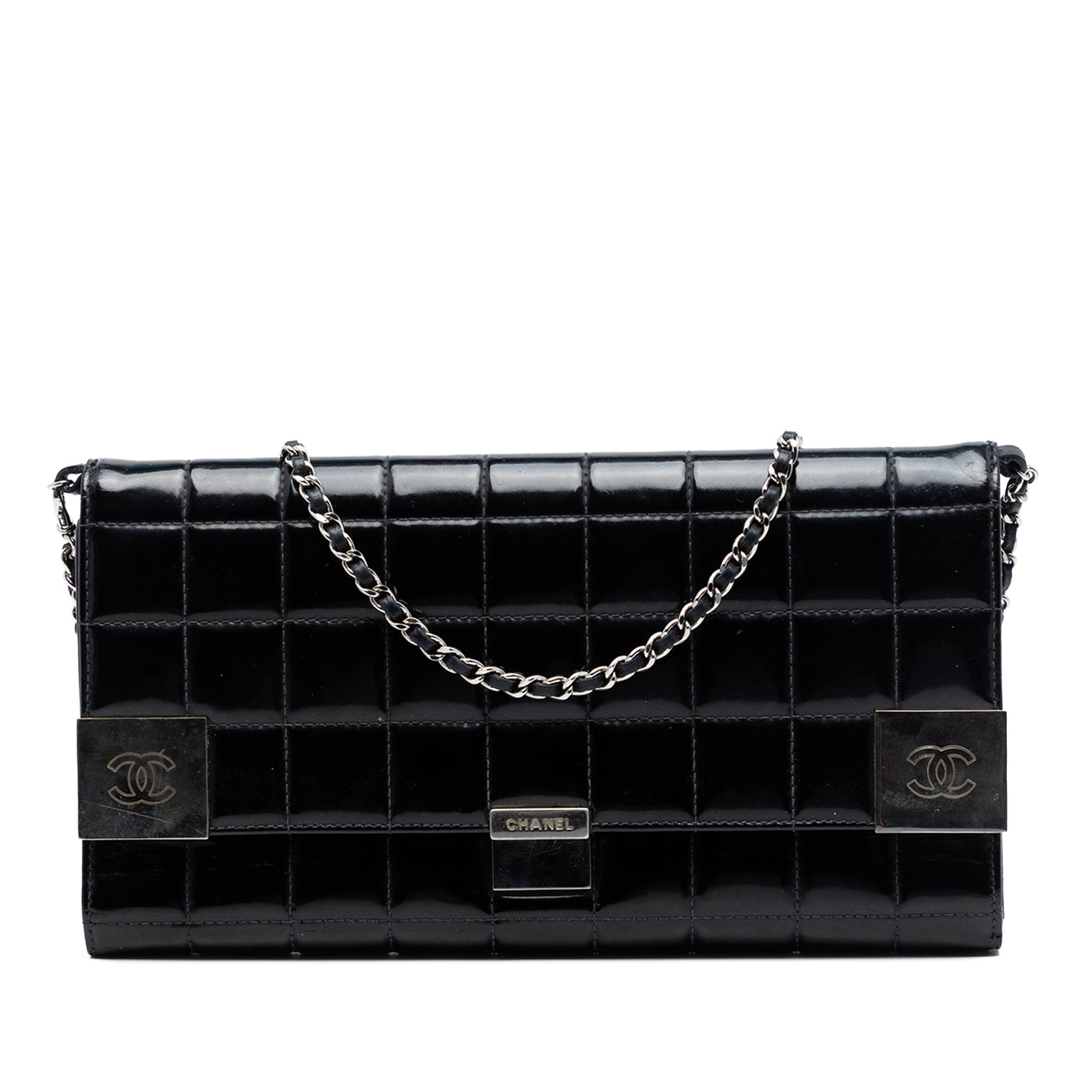 CC Chocolate Bar Patent Clutch on Chain - Image 1