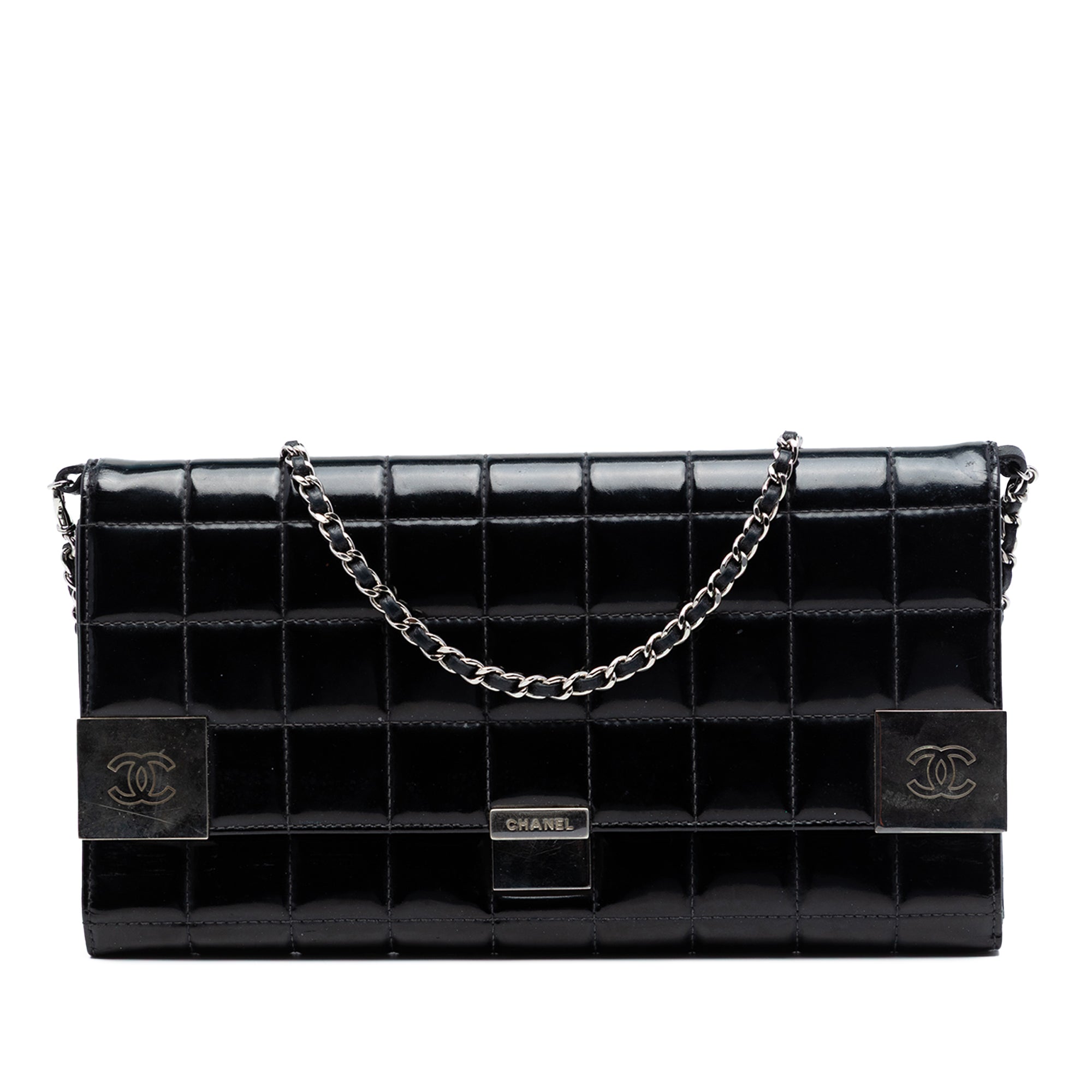 CC Chocolate Bar Patent Clutch on Chain - Image 1