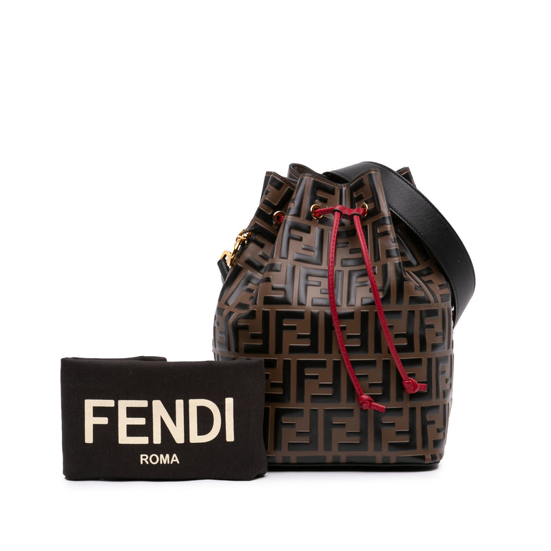 FF 1974 Embossed Leather Mon Tresor Bucket Bag - Image 7