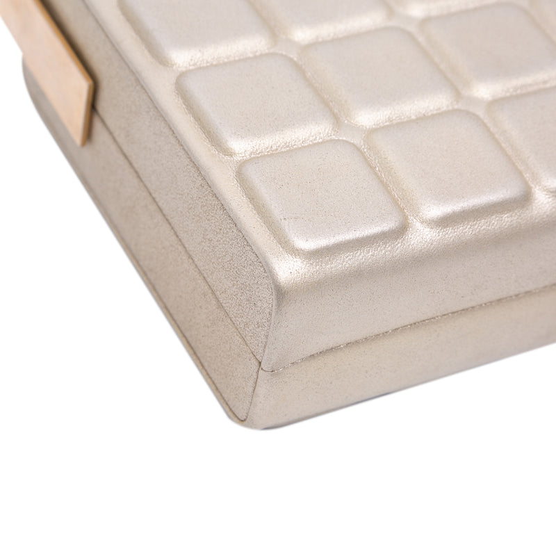 Chocolate Bar Metallic Lambskin Frame Clutch with Chain - Image 6