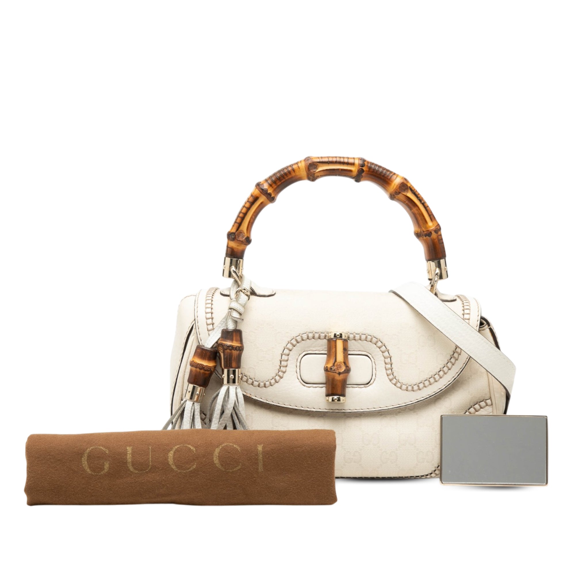 Medium GG Canvas New Bamboo Satchel - Image 8