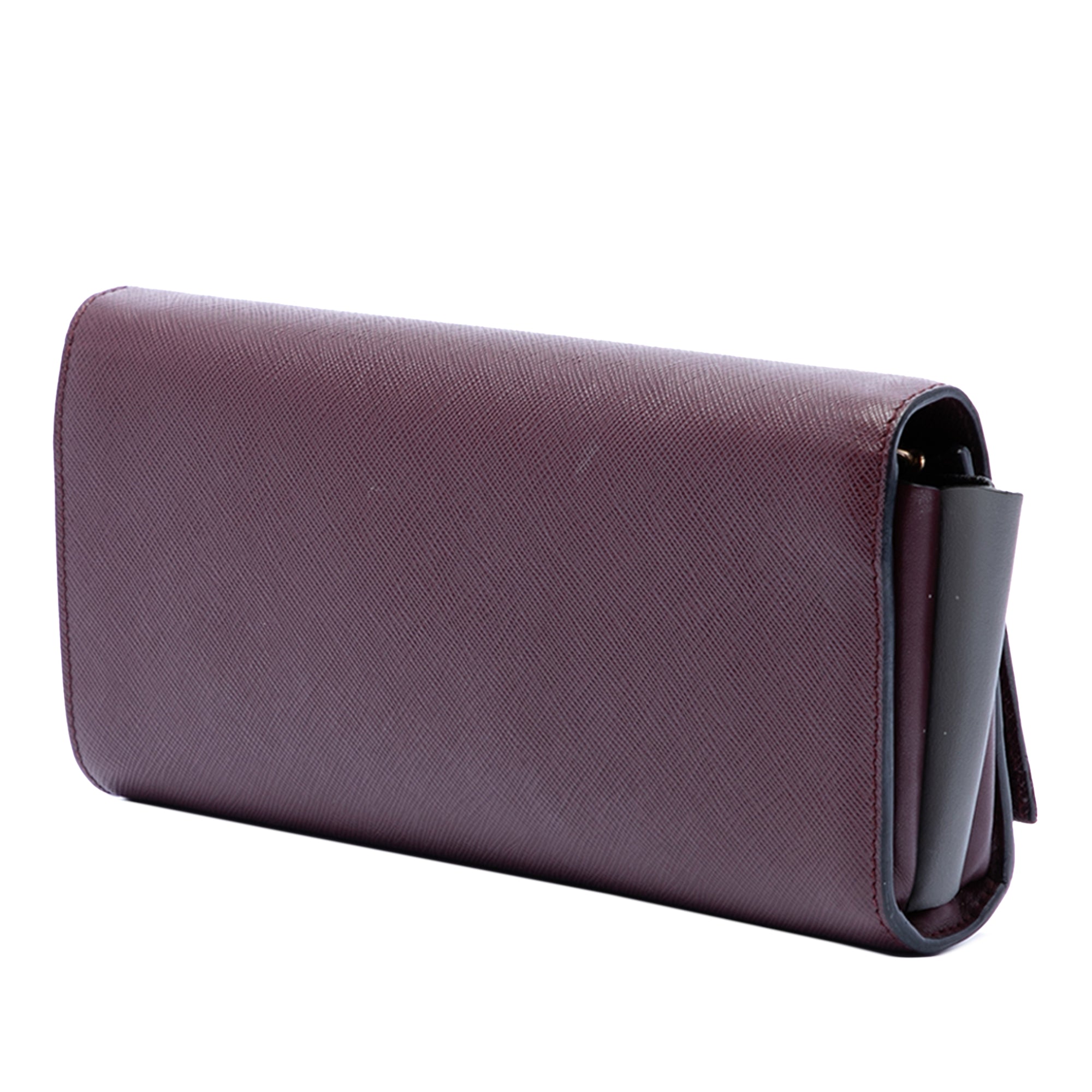 Saffiano and City Calf Bibliotheque Clutch with Chain - Image 2