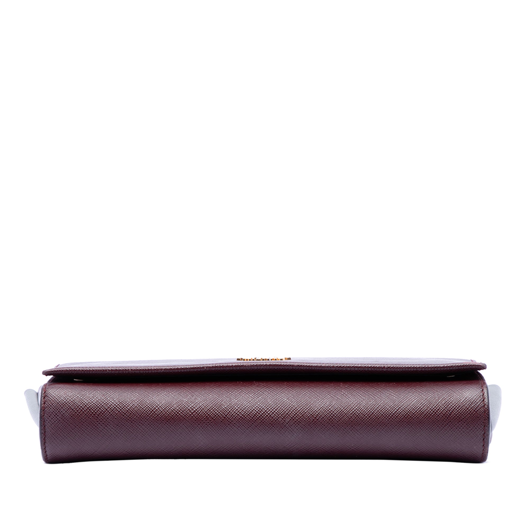 Saffiano and City Calf Bibliotheque Clutch with Chain - Image 3