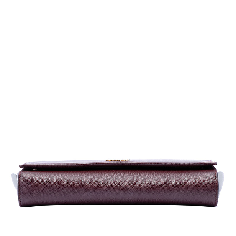 Saffiano and City Calf Bibliotheque Clutch with Chain - Image 3