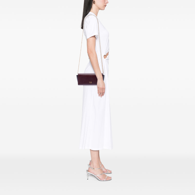 Saffiano and City Calf Bibliotheque Clutch with Chain - Image 6