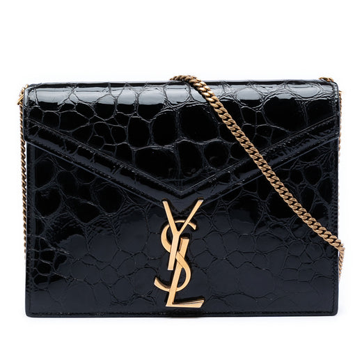 Shiny Croc Embossed Calfskin Monogram Cassandra Chain Wallet - Image 1