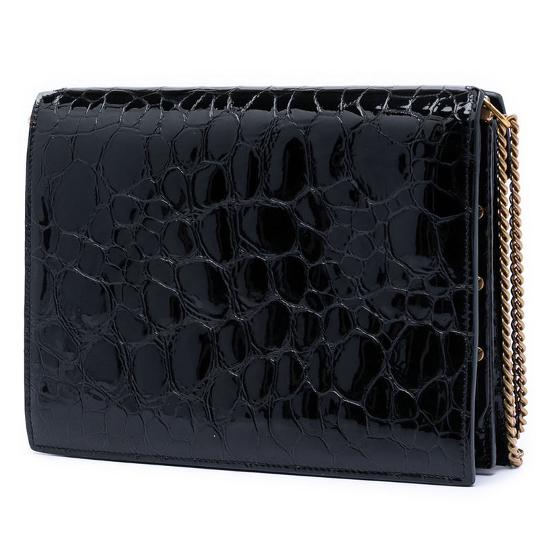 Shiny Croc Embossed Calfskin Monogram Cassandra Chain Wallet - Image 2