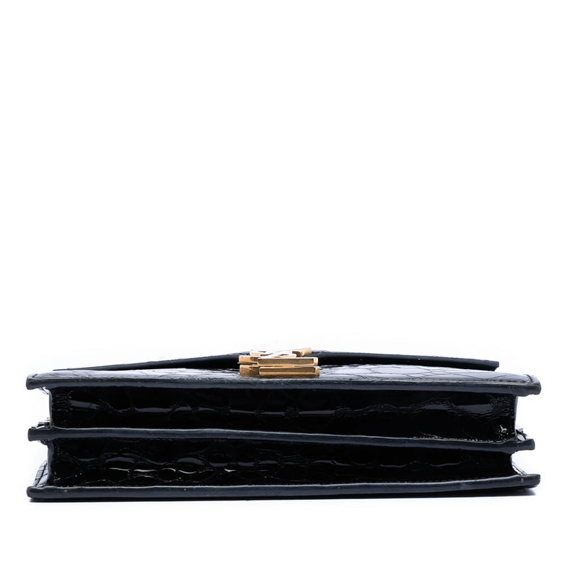 Shiny Croc Embossed Calfskin Monogram Cassandra Chain Wallet - Image 3