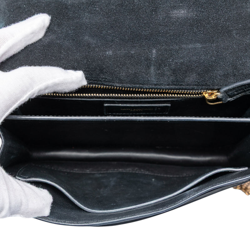 Shiny Croc Embossed Calfskin Monogram Cassandra Chain Wallet - Image 4
