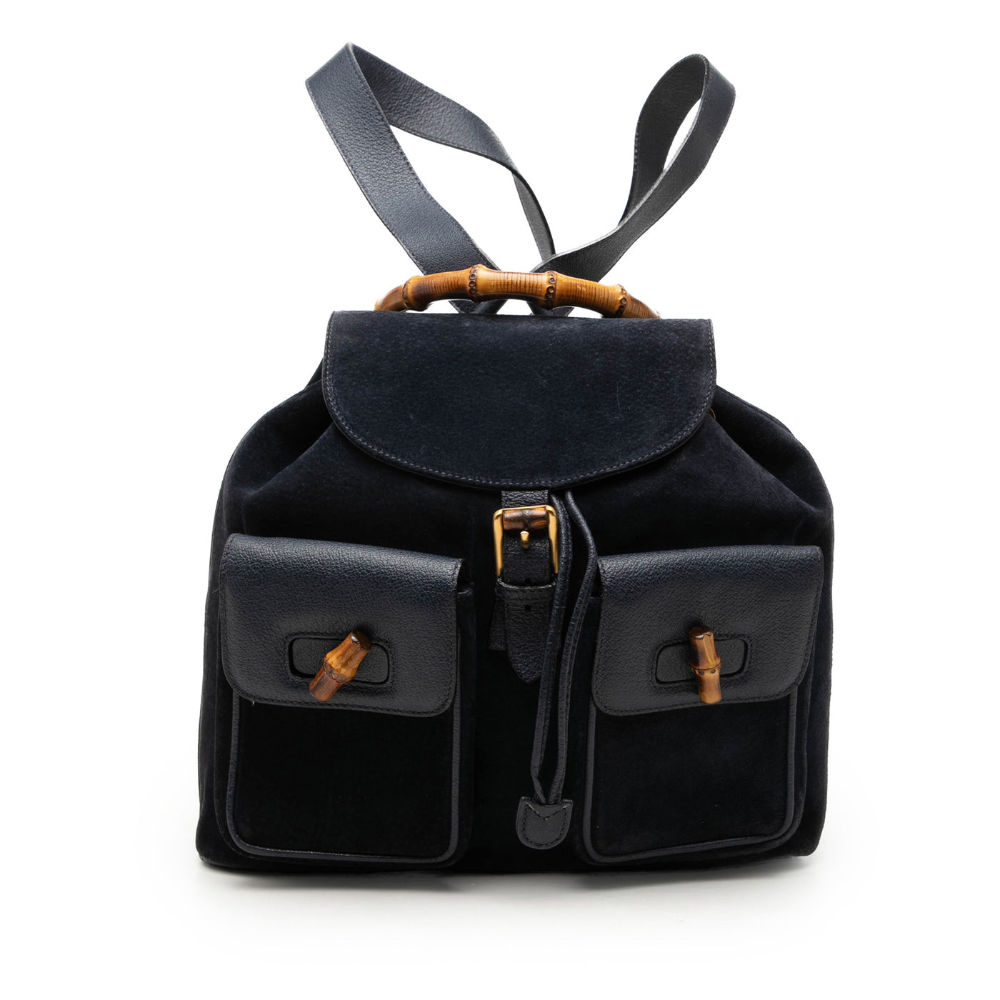 Suede Bamboo Drawstring Backpack - Image 1