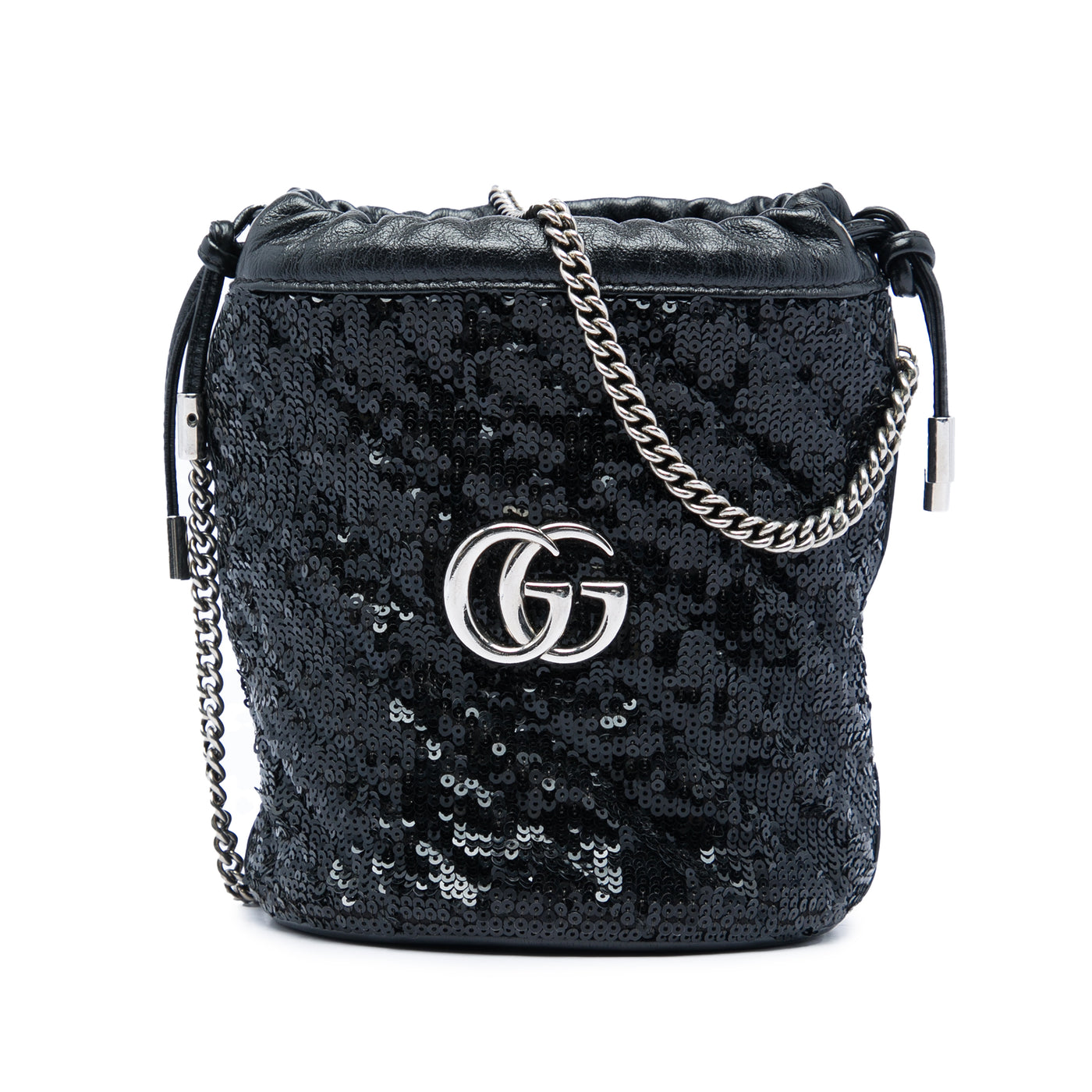 Small GG Marmont Sequined Diagonal Matelasse Calfskin Bucket Bag - Image 1
