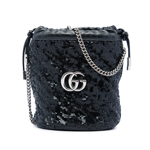 Small GG Marmont Sequined Diagonal Matelasse Calfskin Bucket Bag - Image 1