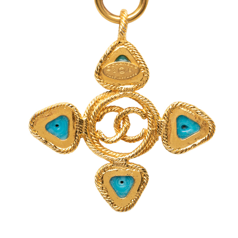 CC Gold Plated Cabochon Enamel Pendant Necklace - Image 2