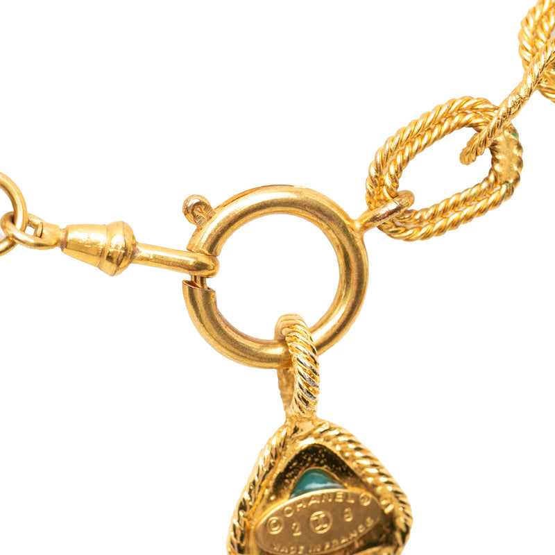 CC Gold Plated Cabochon Enamel Pendant Necklace - Image 4