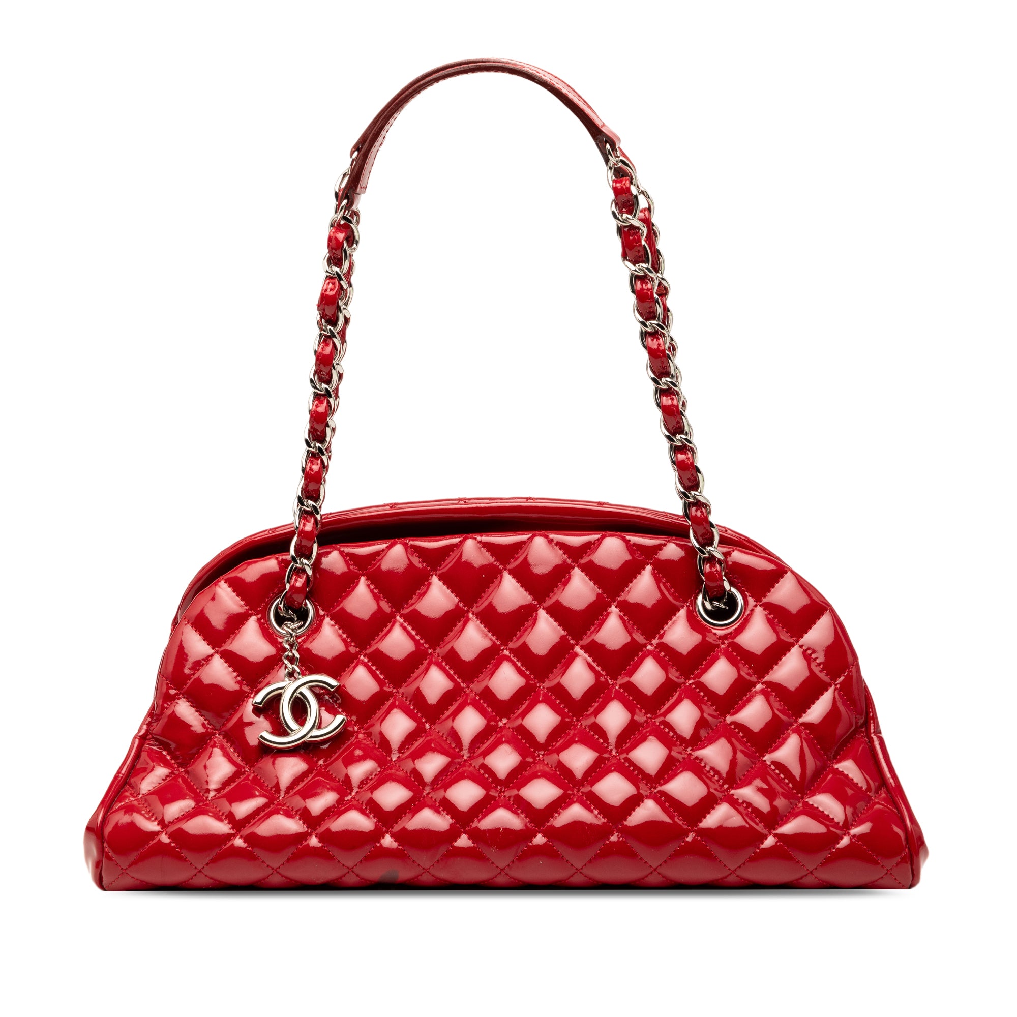 Medium Quilted Patent Just Mademoiselle Bowling Bag - Image 1