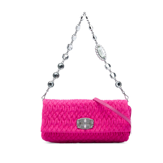 Matelasse Nylon Crystal Chain Satchel - Image 1