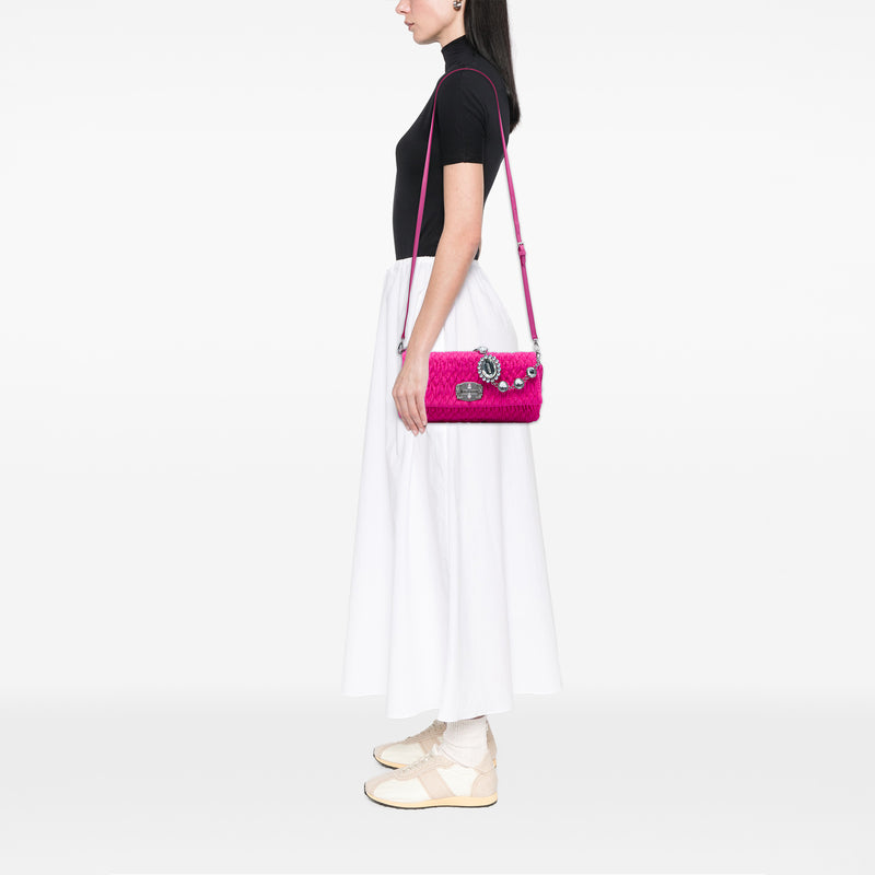 Matelasse Nylon Crystal Chain Satchel - Image 5