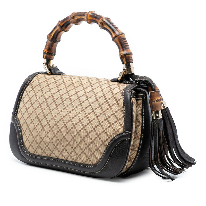 Medium Diamante Canvas New Bamboo Satchel - Image 2